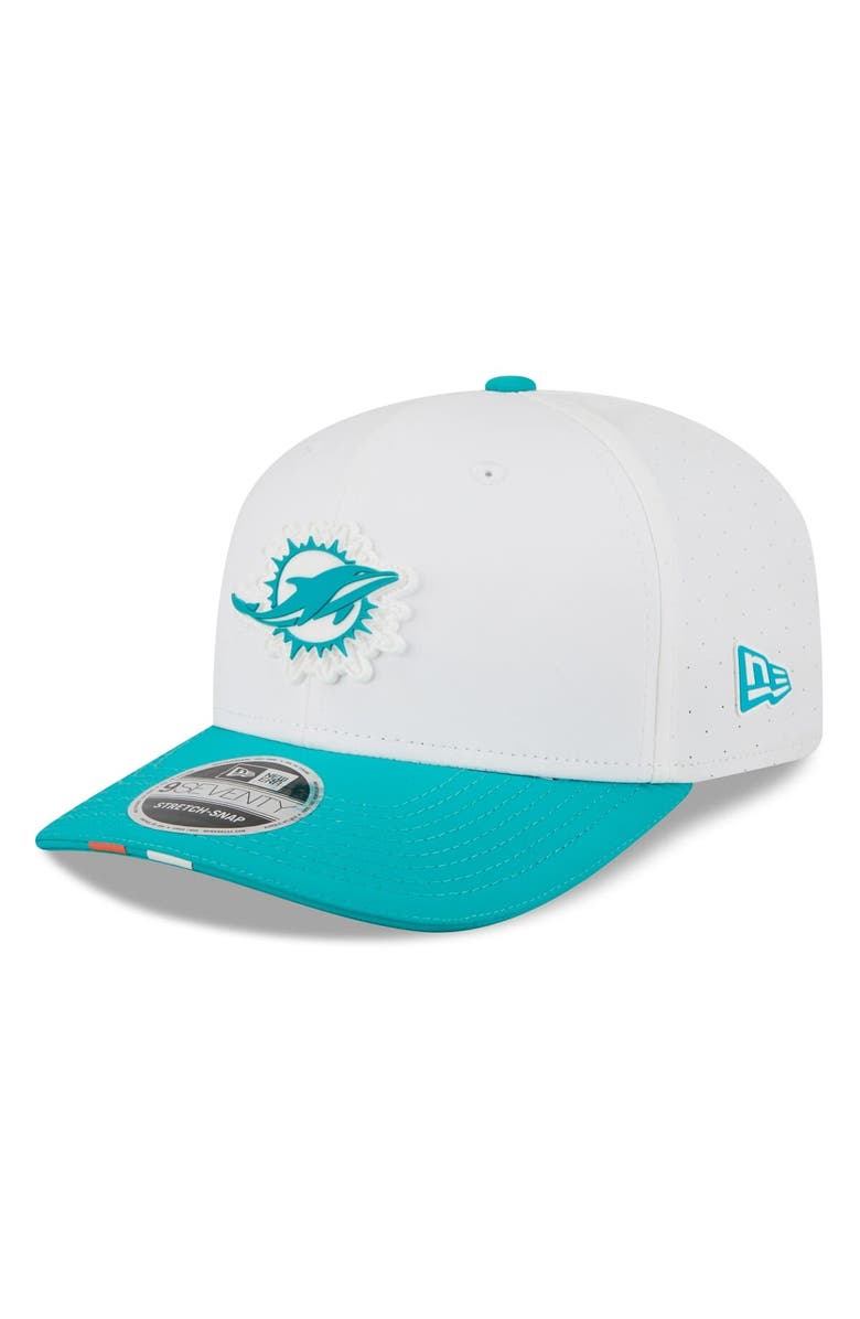 New Era Men's New Era  White/Aqua Miami Dolphins 2025 NFL Training Camp 9SEVENTY Adjustable Hat, Main, color, White