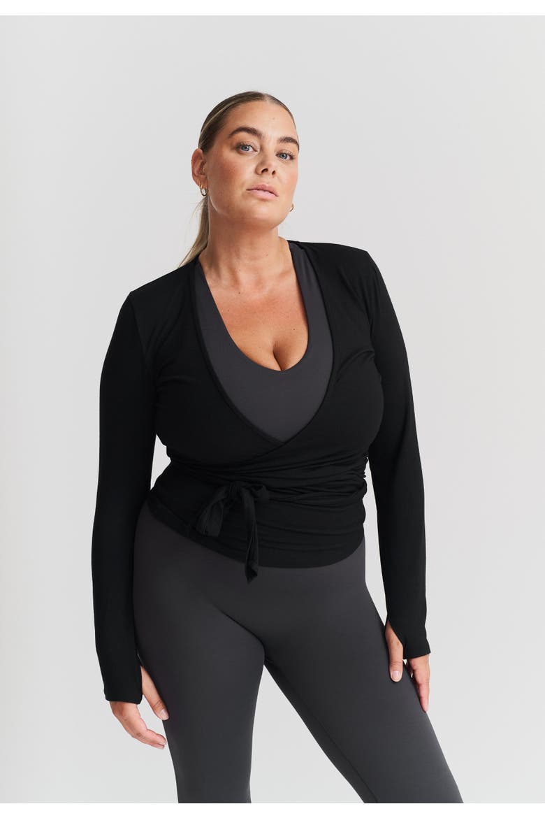 Soft Ballet Wrap Top, Alternate, color, Black