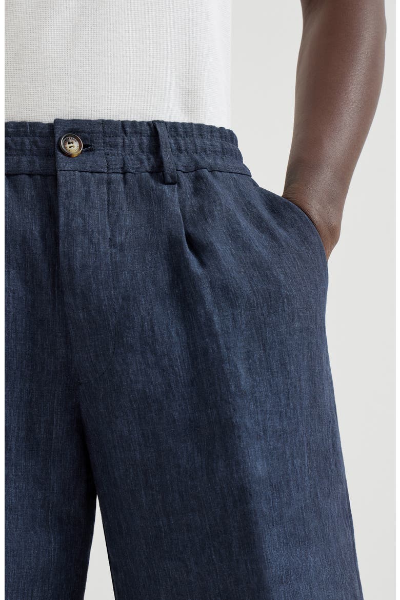 Délavé linen Bermuda shorts, Alternate, color, Azure