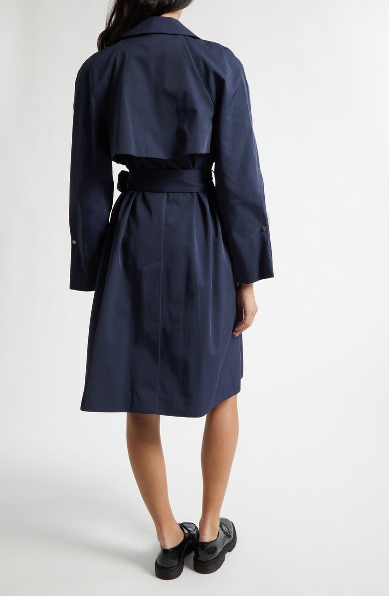 Emporio Armani Metal Tip Sash Trench Coat, Alternate, color, Navy