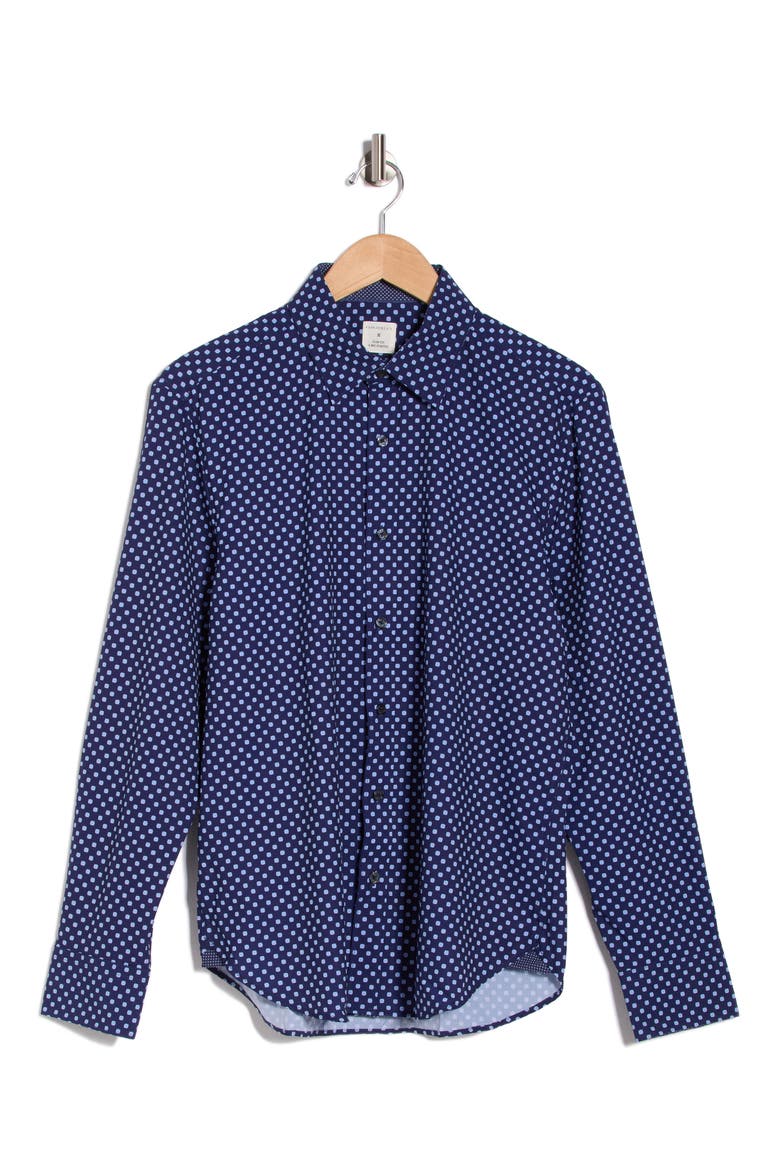 Slim Fit Abstract Dot 4-Way Stretch Button-Up Shirt, Alternate, color, NAVY/ BLUE