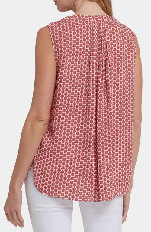 Nydj Print Pleat Back Sleeveless Split Neck Blouse