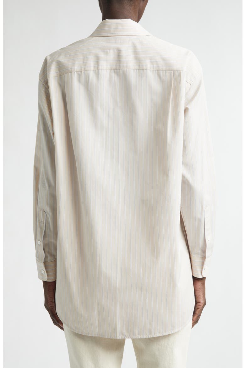 Stripe Oversize Cotton Poplin Button-Up Shirt, Alternate, color, OATMEAL MULTI