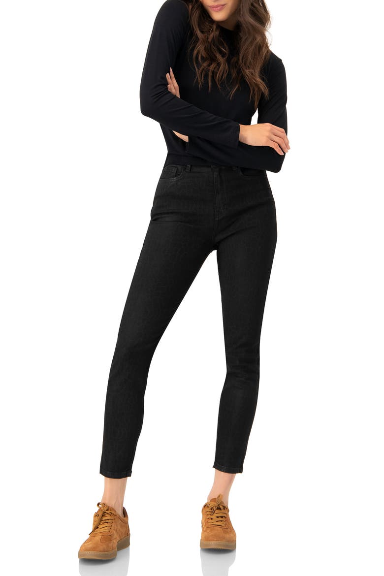 Skinny Jeans with Button and Patch Pockets, Alternate, color, Black