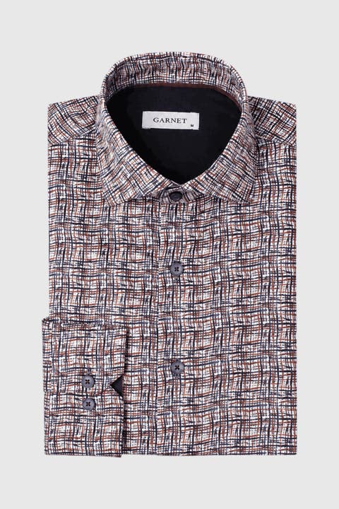 Men's Dincent Regular-fit Print Long-sleeve Button-down Shirt