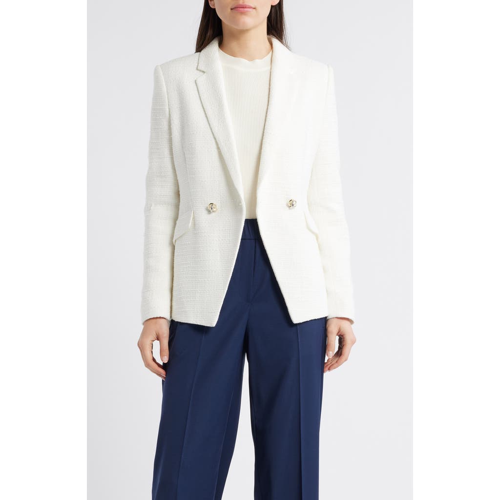 Hugo Boss Boss Jatawa Double Breasted Tweed Blazer In Soft Cream