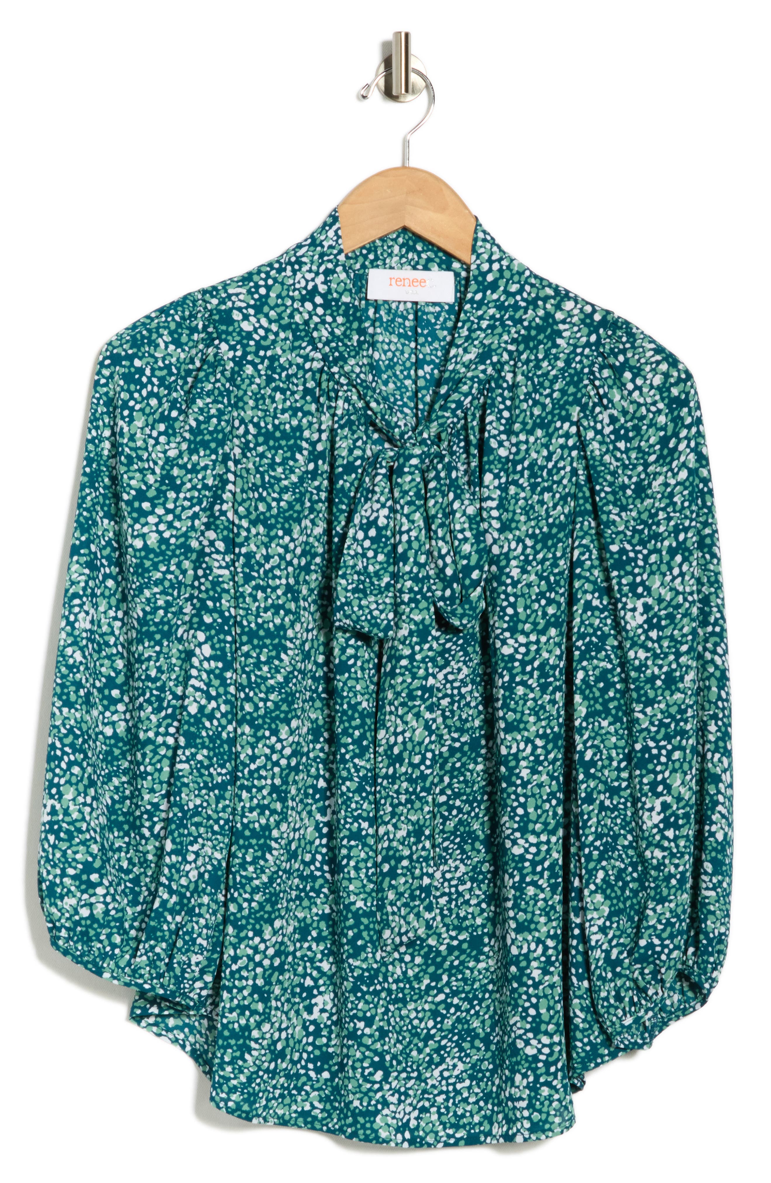 Renee C Print Tie Neck Top