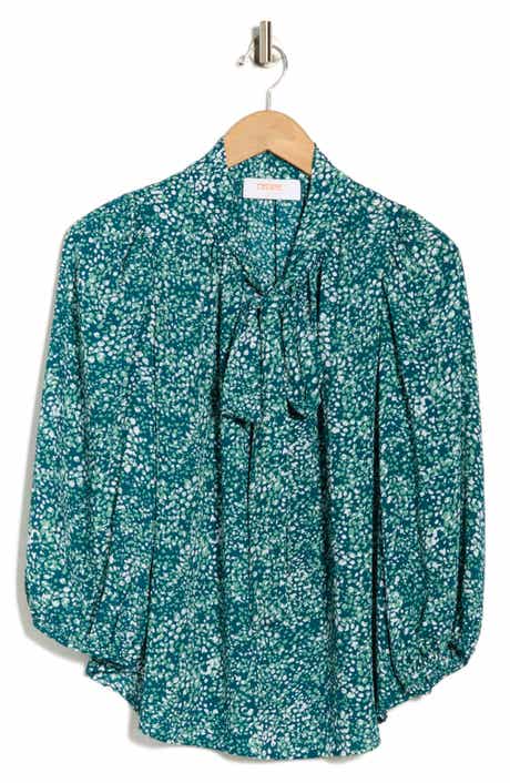 Renee C Print Tie Neck Top