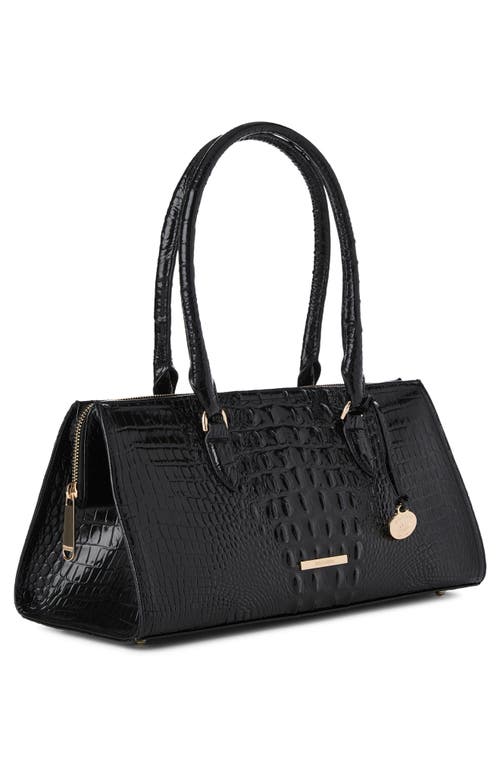 Brahmin Sophia Croc Embossed Leather Satchel In Black