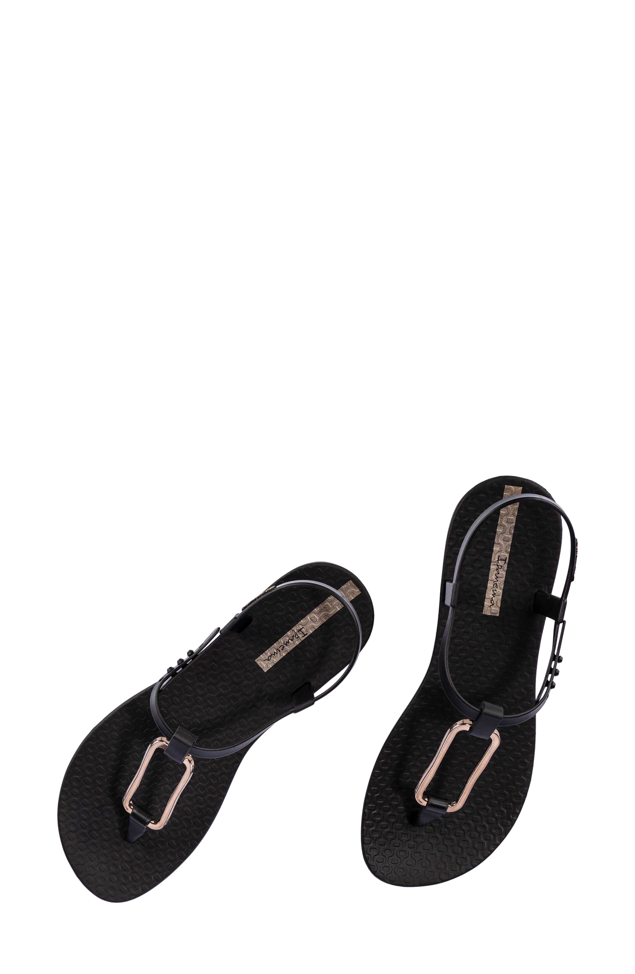 Ipanema Clas Modern Water Resistant Ankle Strap Sandal, Alternate, color, Black/ Gold