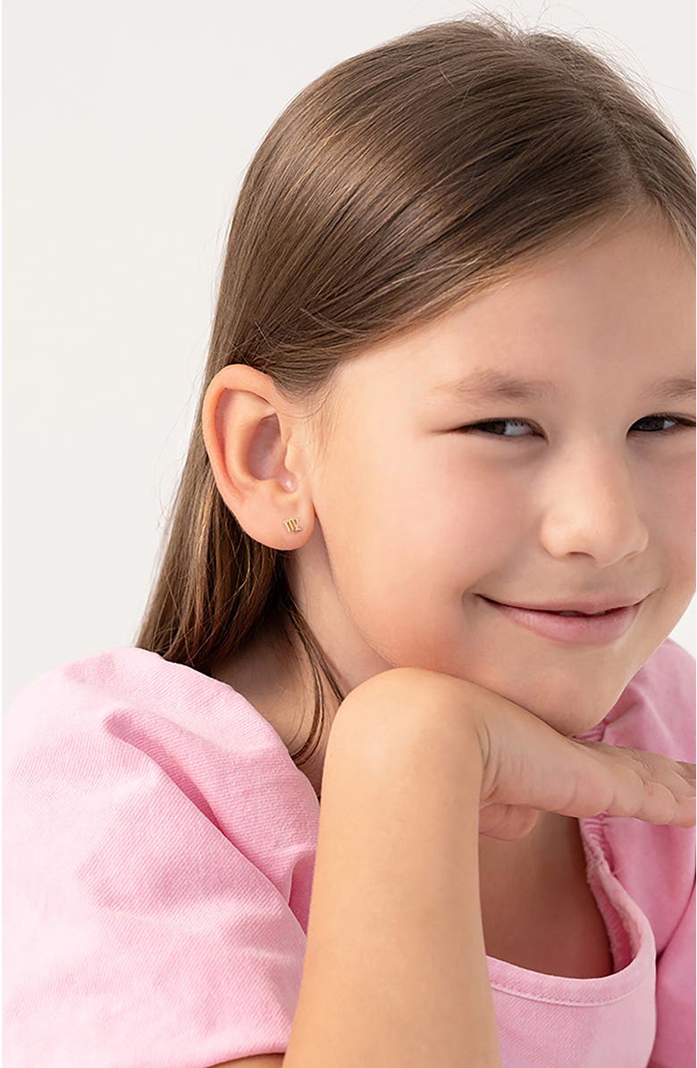 In Season Jewelry 14k Dainty Zodiac Sign Earrings, Alternate, color, Gold Virgo