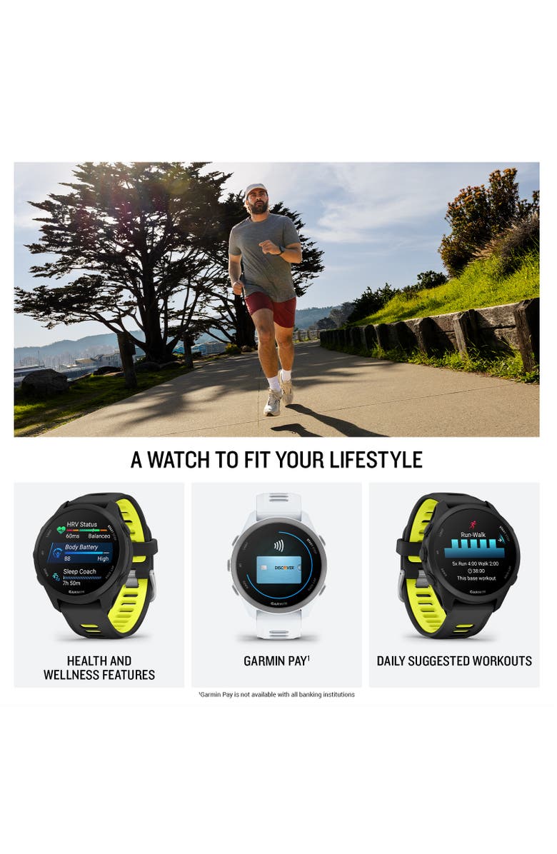 Garmin Forerunner 170 Music 43mm Smartwatch, Alternate, color,
