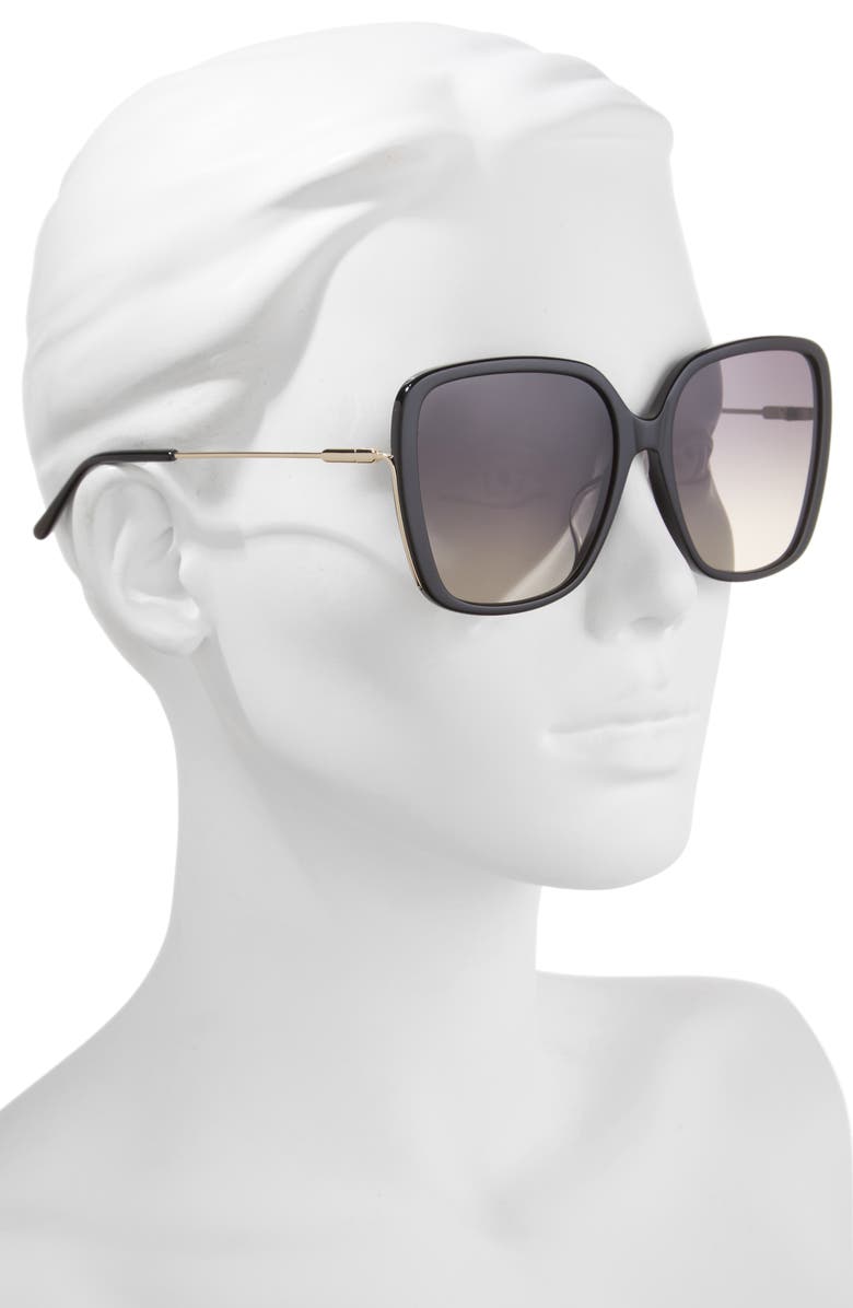 Chloé 57mm Square Sunglasses, Alternate, color, Black Gold Grey