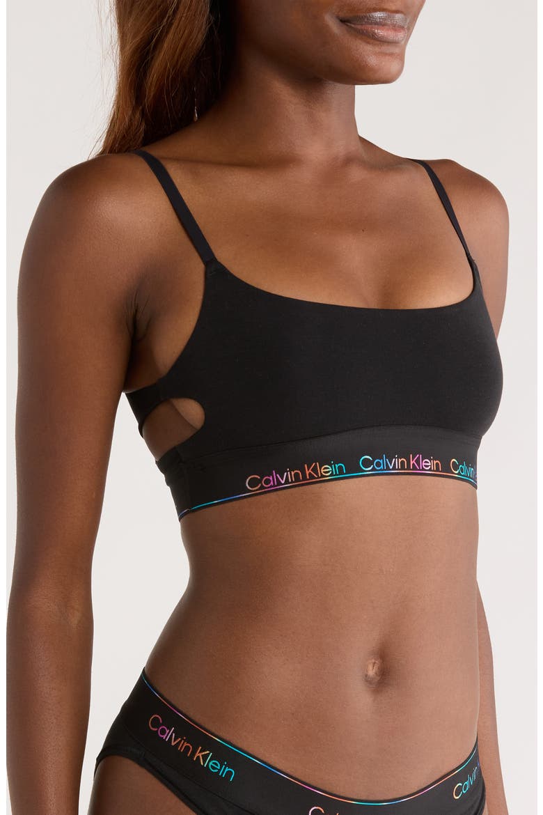 Icon Pride Cotton Blend Bralette, Alternate, color, BLACK