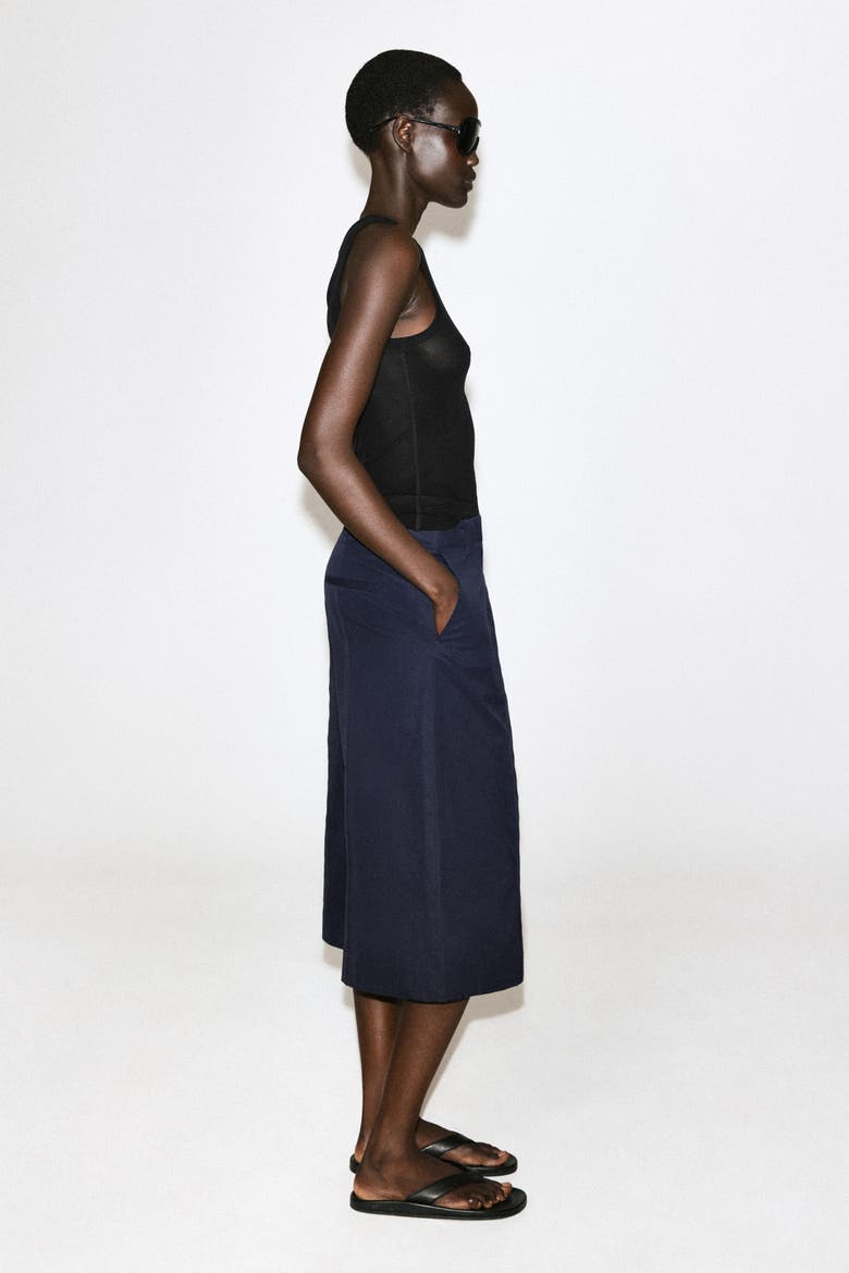 Tailored Cotton-twill Culottes, Alternate, color, NAVY