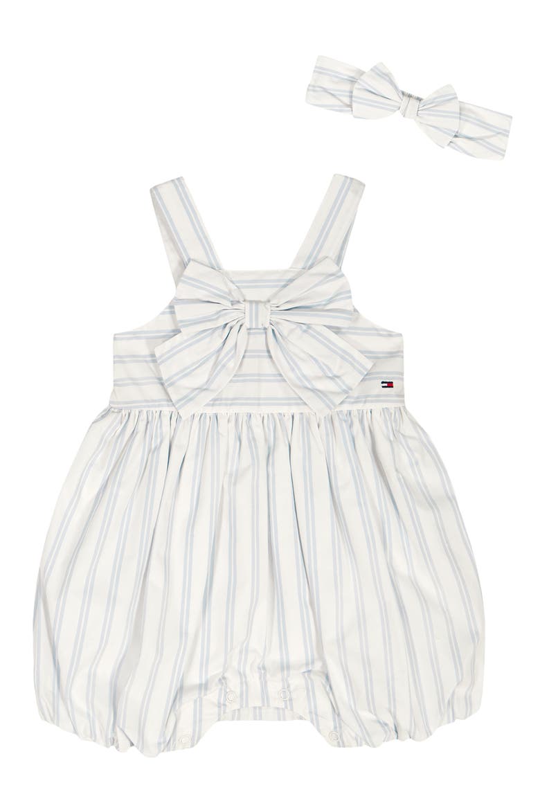 Stripe Romper & Headband Set, Main, color, WHITE MULTI
