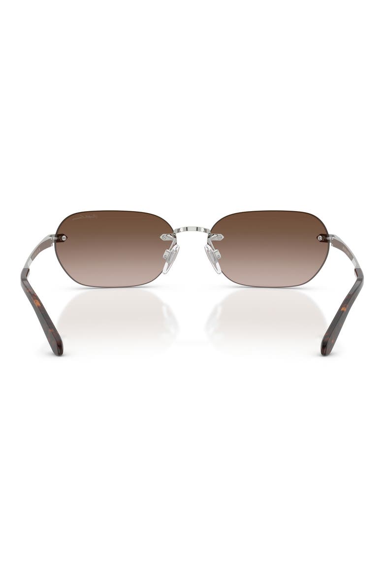 59mm Rectangular Sunglasses, Alternate, color, SHINY SILVER / GRADIENT BROWN