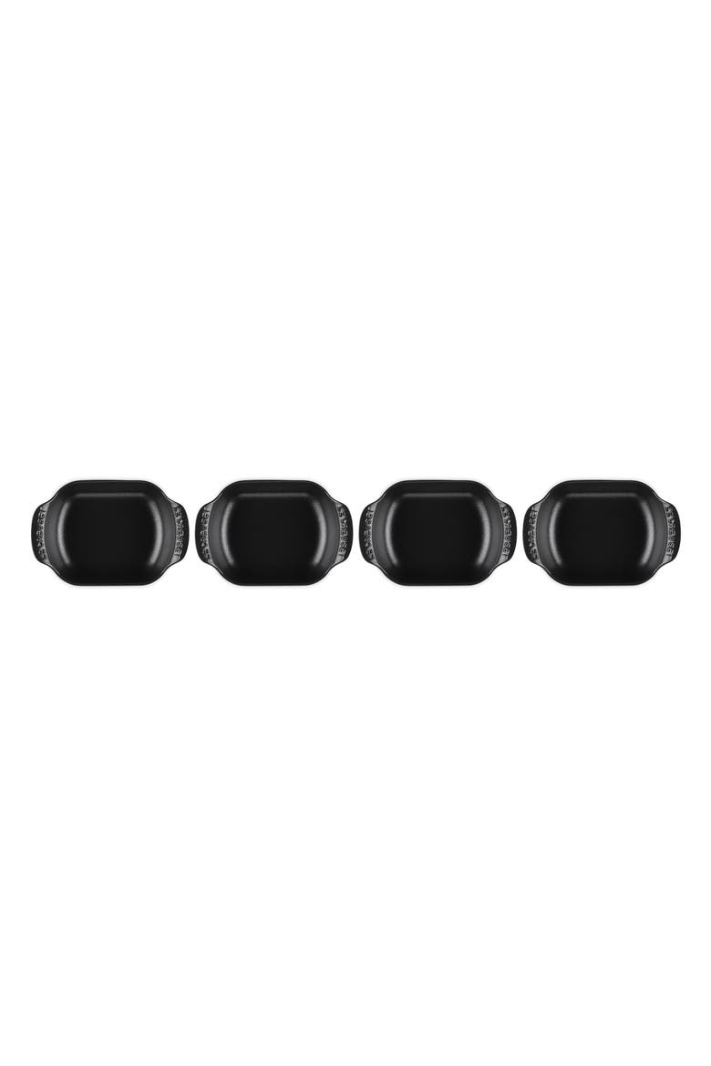 Gourmand Set of 4 1/3-Quart Enamel Cast Iron Rectangular Baker, Alternate, color, MATTE BLACK