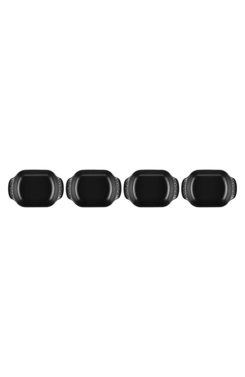 Le Creuset Gourmand Set Of 4 1/3-quart Enamel Cast Iron Rectangular Baker In Matte Black