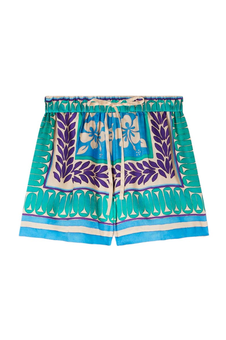 Floral print shorts, Alternate, color, Green / purple