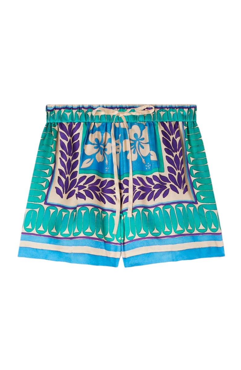 SANDRO Short floral print shorts, Alternate, color, Green / Purple