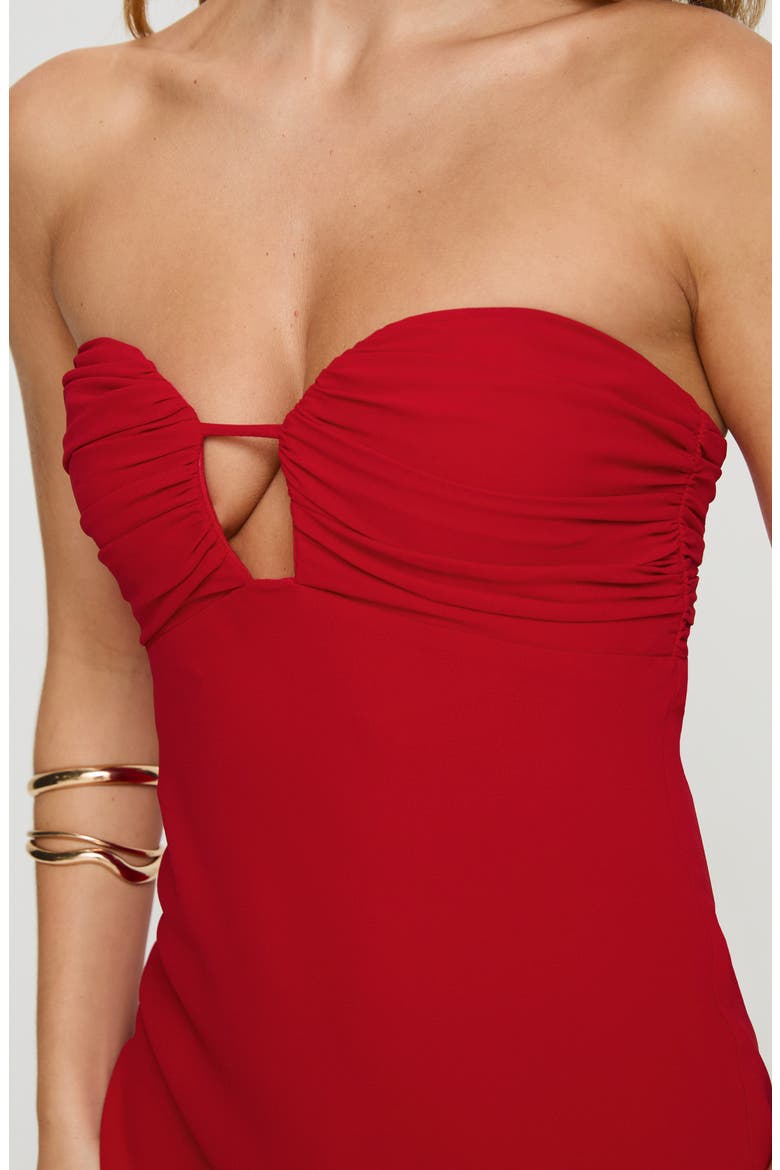 Cyprian Strapless Minidress, Alternate, color, RED