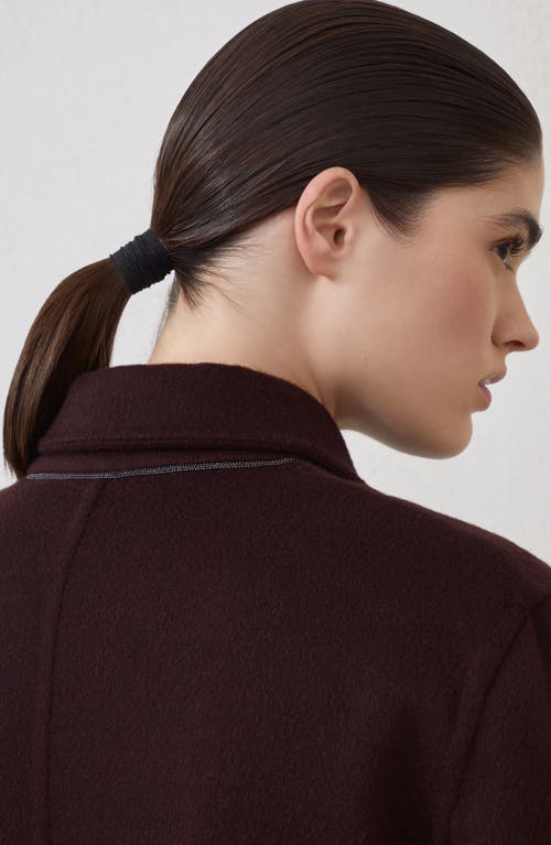 Brunello Cucinelli Brown Cashmere Coat With Monile Detailing In Brown