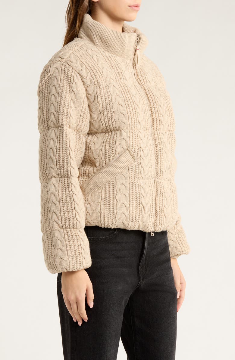 Marine Layer Alba Cable Cotton Blend Puffer Jacket, Alternate, color, Warm Taupe