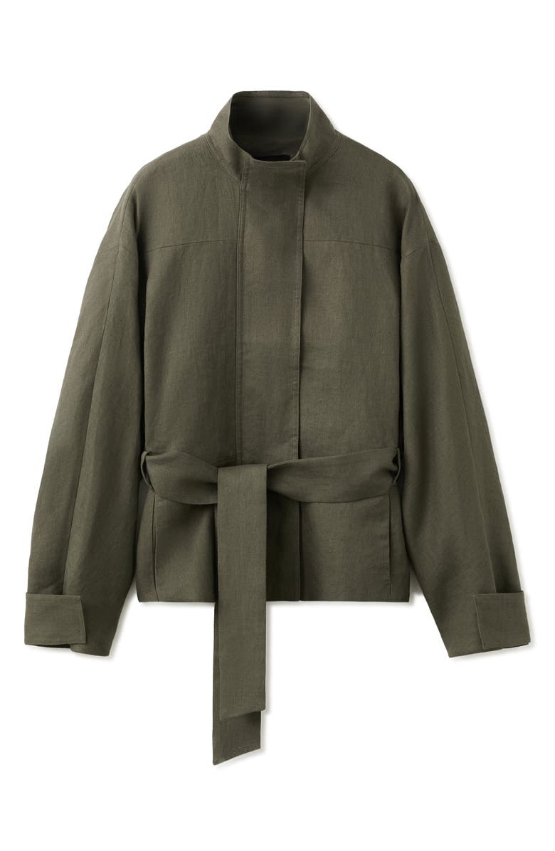 MANGO Belted Linen Jacket, Main, color,