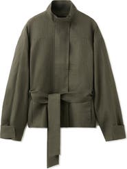 MANGO Belted Linen Jacket
