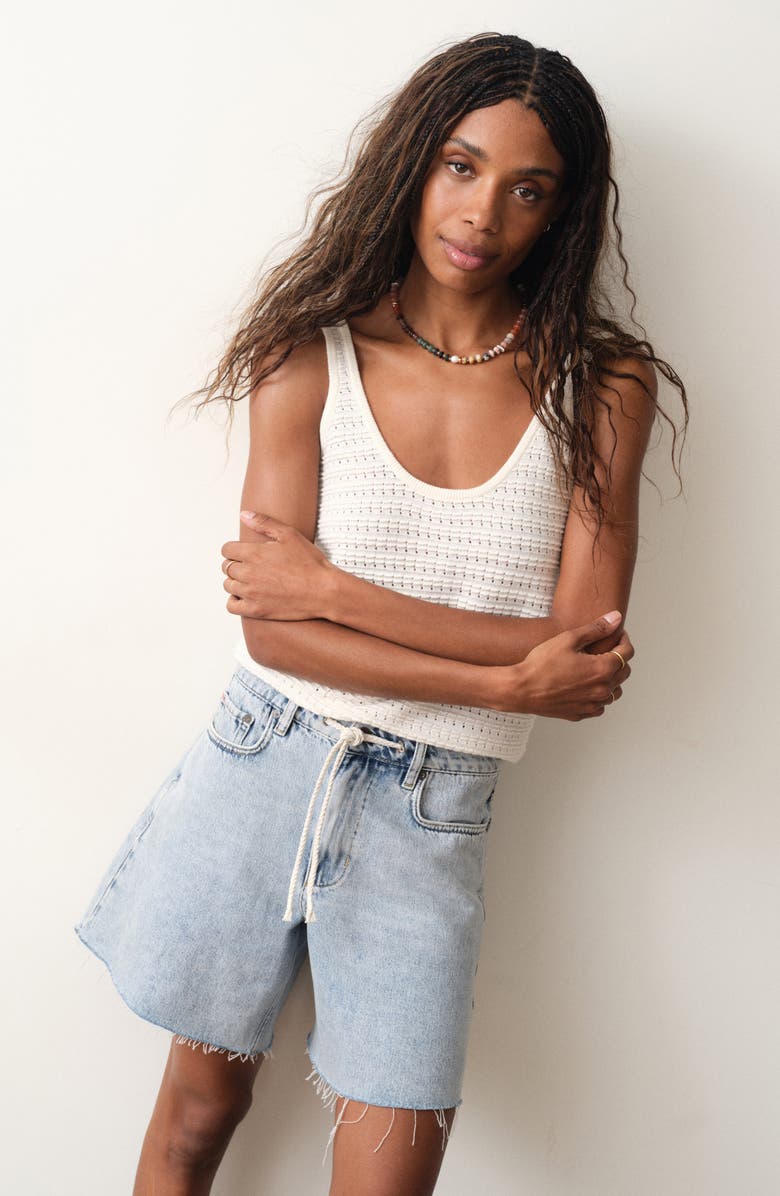 Marine Layer Siena Cotton Sweater Tank, Alternate, color, Antique White