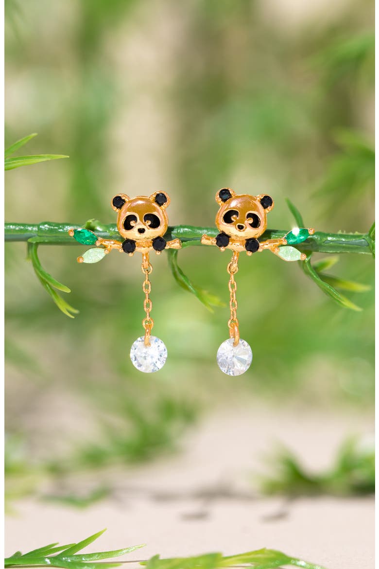 Lucky Panda Drop Earrings, Alternate, color, GOLD