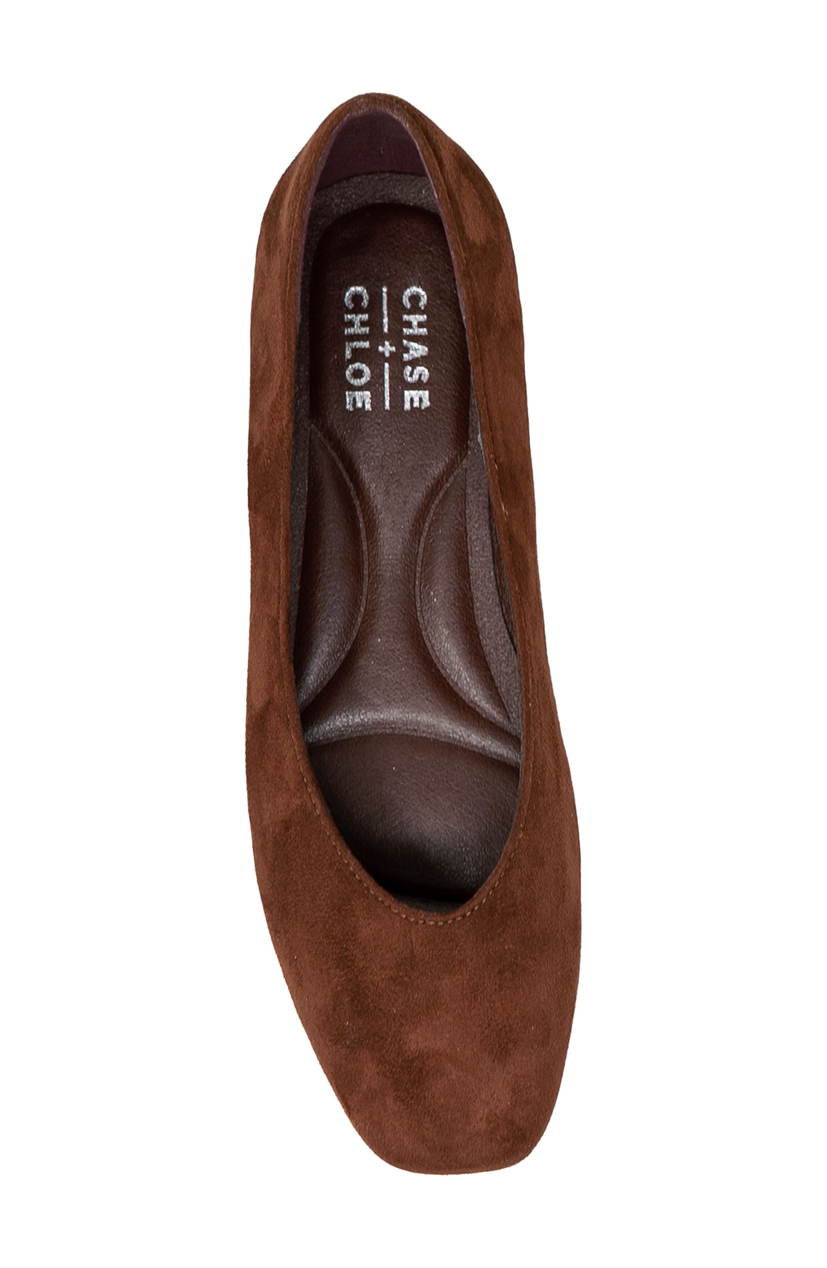 CHASE AND CHLOE Square Toe Ballet Flat, Alternate, color, Brown