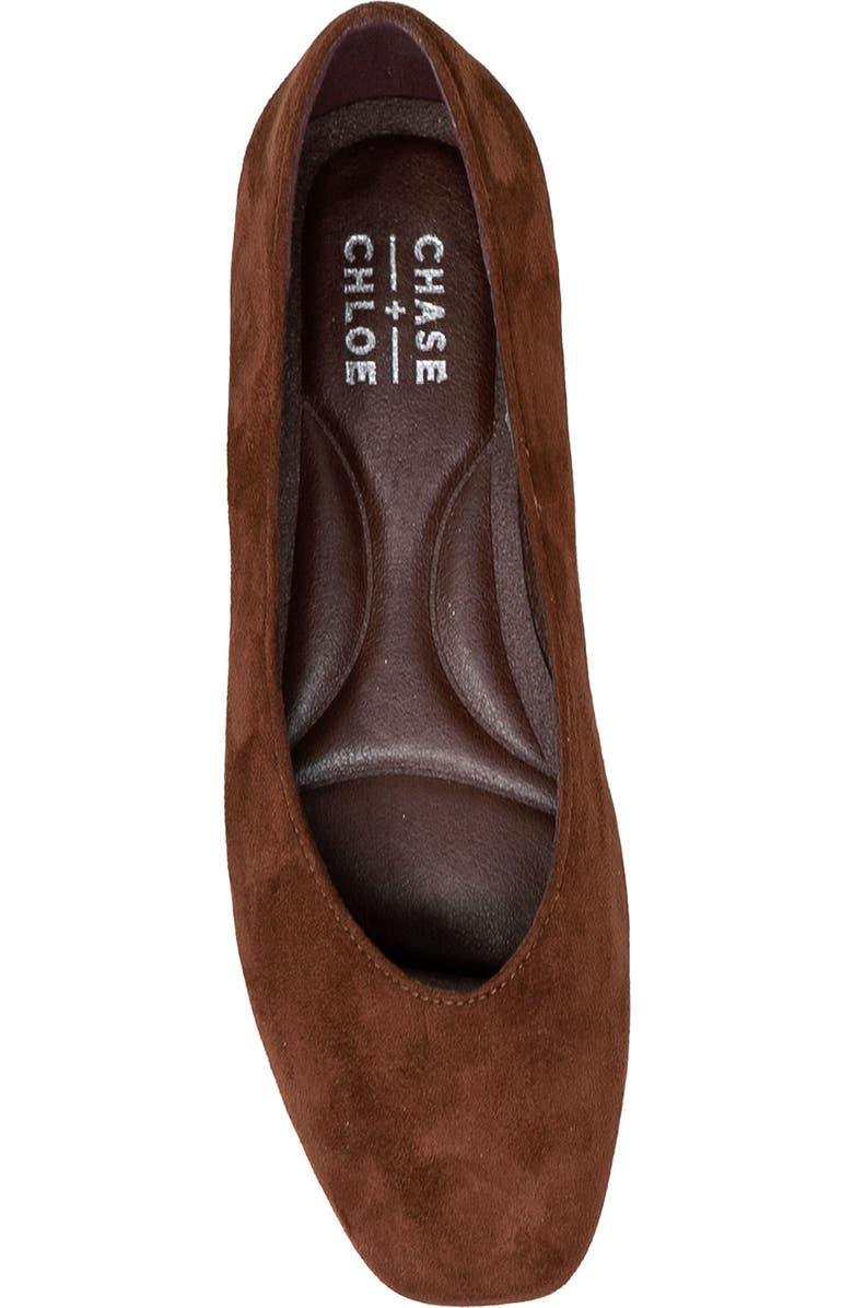 CHASE AND CHLOE Square Toe Ballet Flat, Alternate, color, Brown