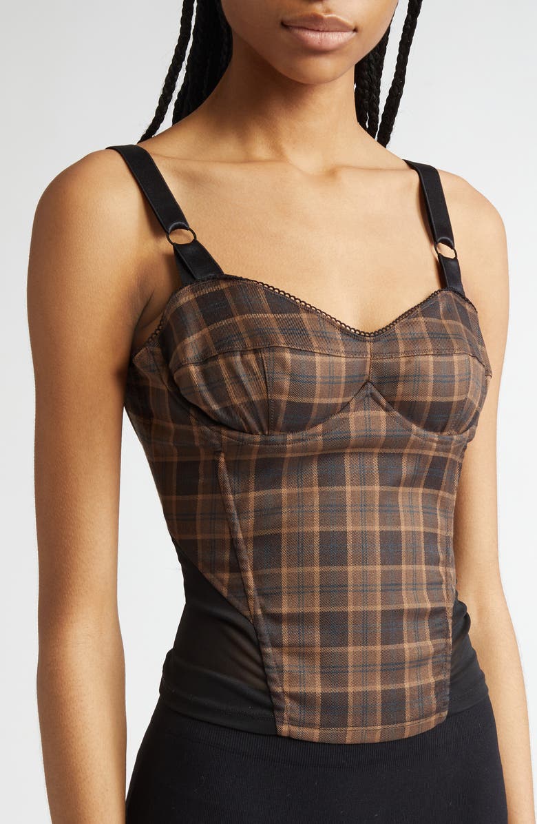 Miaou Marguerite Plaid Corset Top, Alternate, color, 