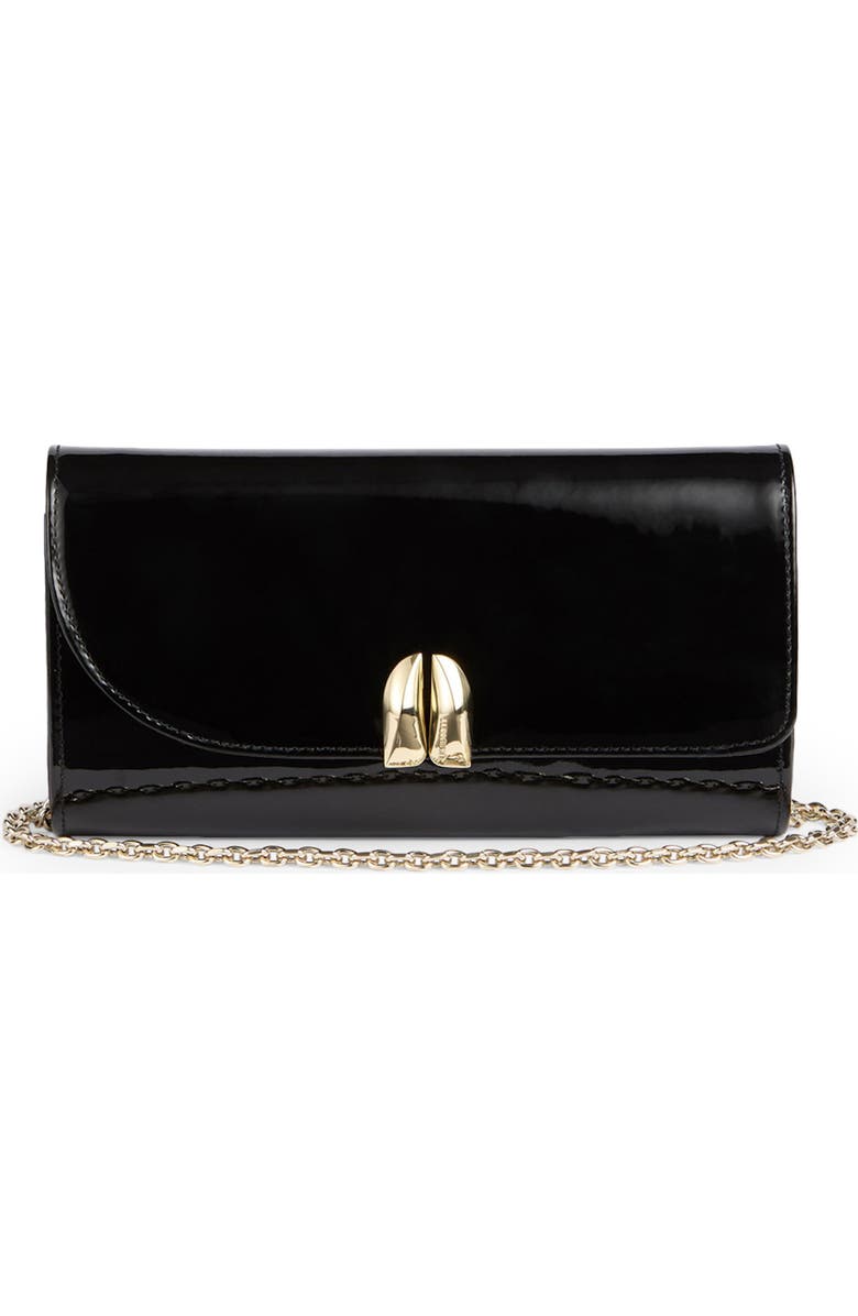 LK Bennett Florence Curve Flap Leather Clutch, Main, color,