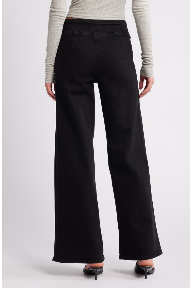 Jet Set Slim Palazzo Pull-On Jeans, Alternate, color, SHEEN NOIR