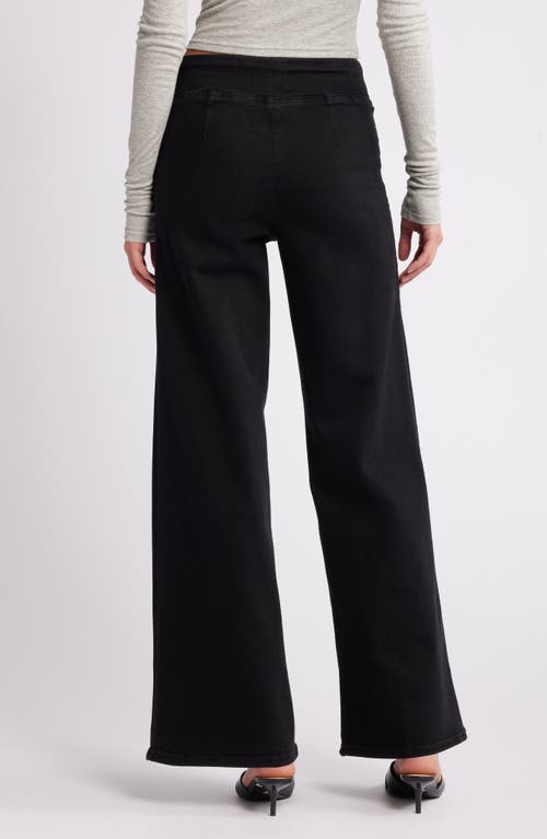 Frame Jet Set Slim Palazzo Pull-on Jeans In Black