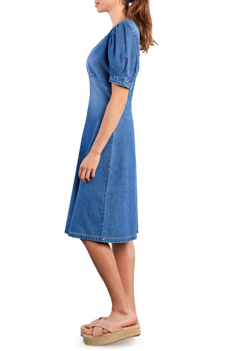 Blossom Puff Sleeve Denim Dress, Alternate, color, MALIBU BLUE
