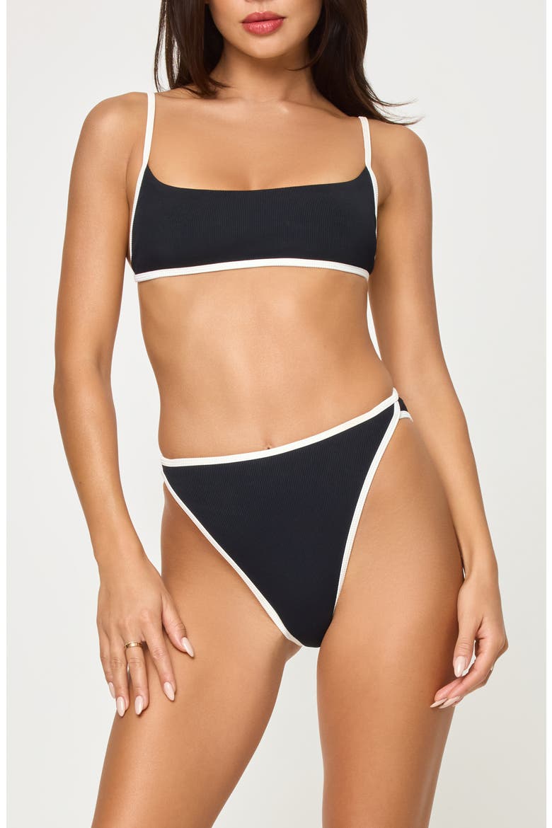 Kourt High Waist Bikini Bottoms, Alternate, color, BLACK/ CREAM