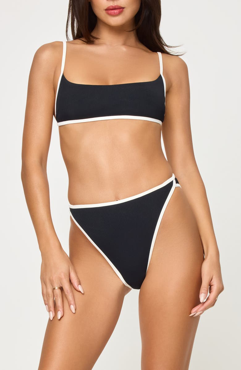 LSPACE Kourt High Waist Bikini Bottoms, Alternate, color, Black/ Cream