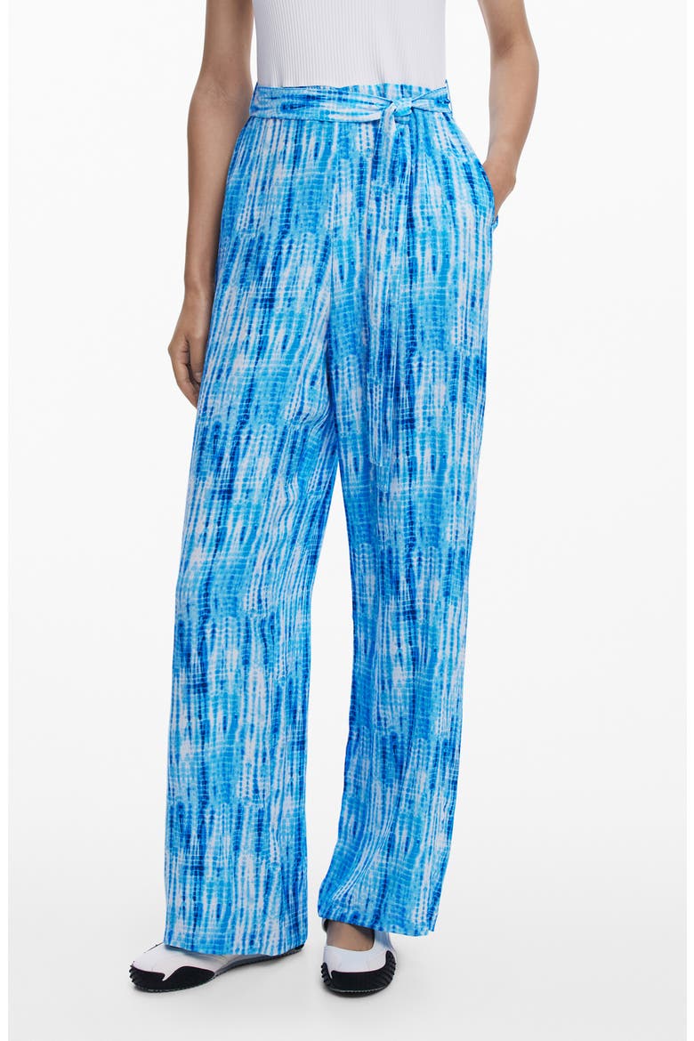 Tie Dye Print Wide Leg Pants, Main, color, BLUE