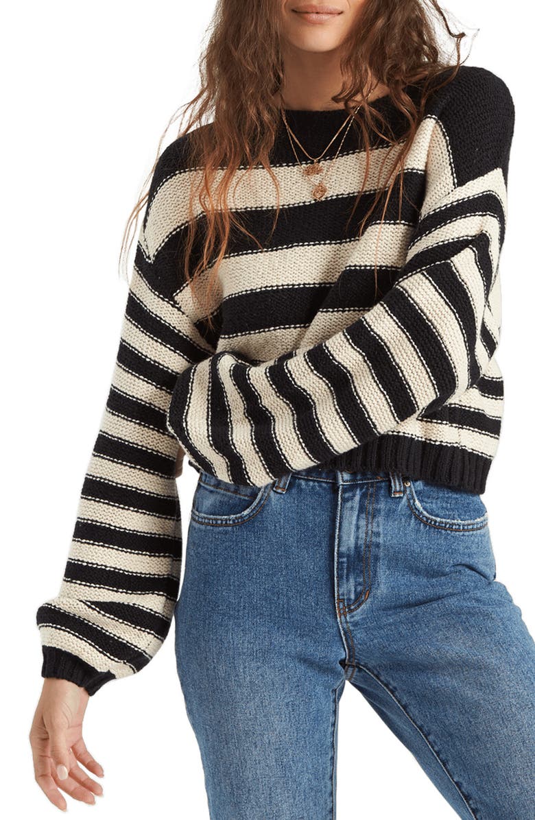 Billabong Seeing Stripes Boat Neck Cotton Sweater, Main, color, 
