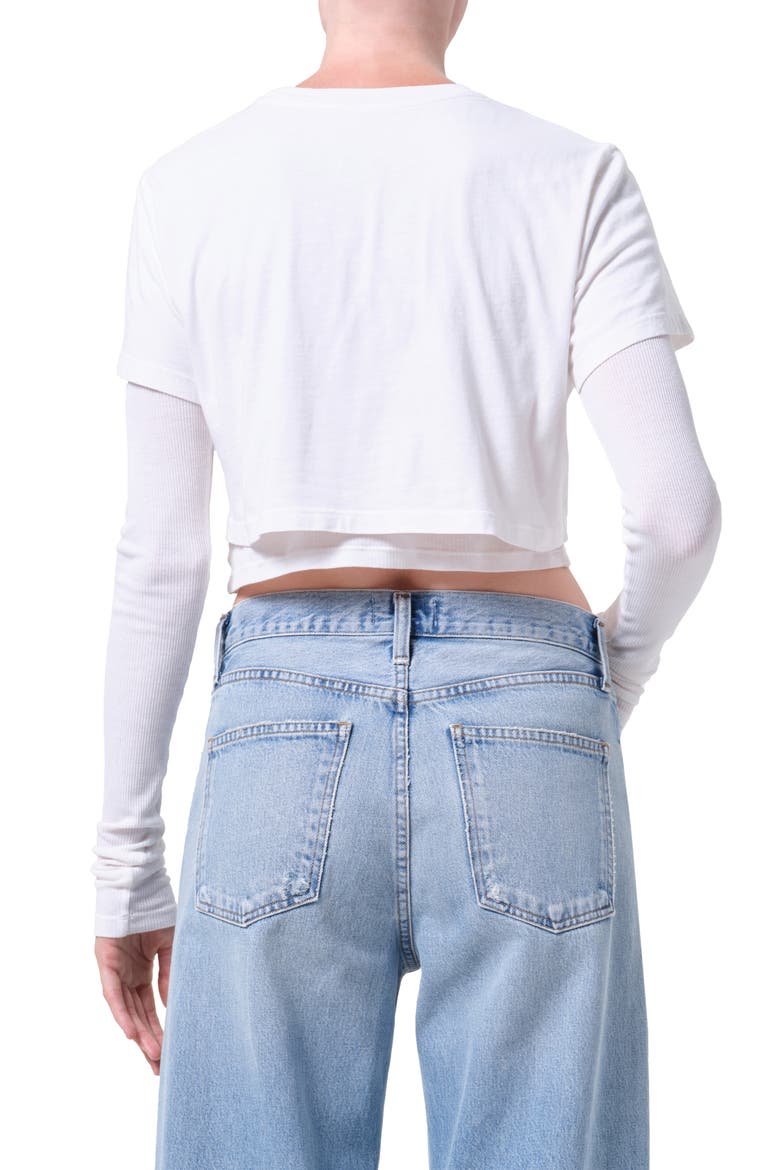 Romily Layered Long Sleeve Crop Top, Alternate, color, WHITE ASH WHITE