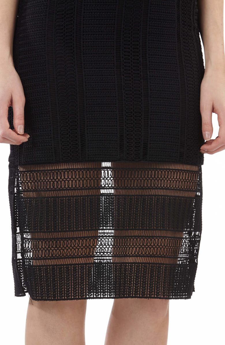 JS Collections Graphic Lace Body-Con Cocktail Dress, Alternate, color, 