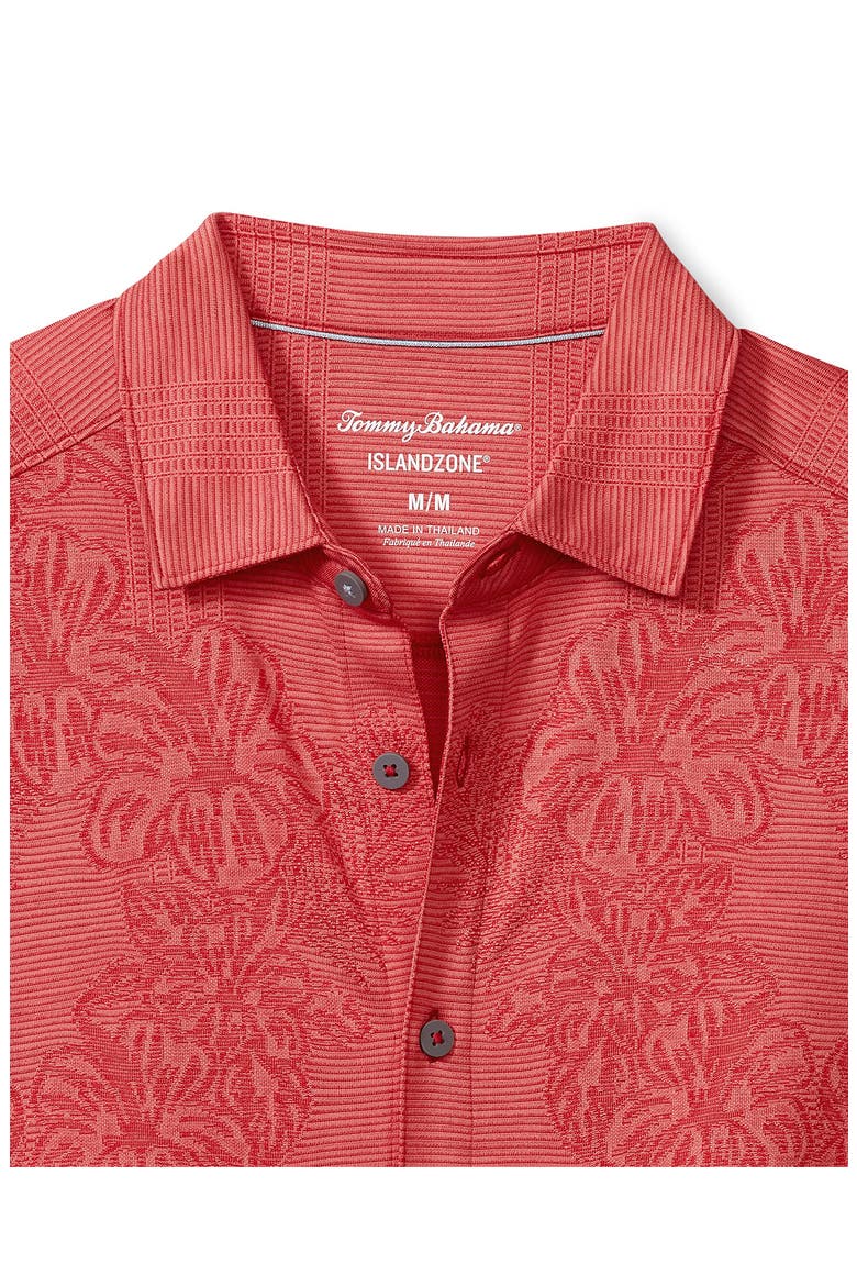 Palm Coast Cascade Vines IslandZone® Performance Short Sleeve Knit Button-Up Shirt, Alternate, color, DARK HAVANA