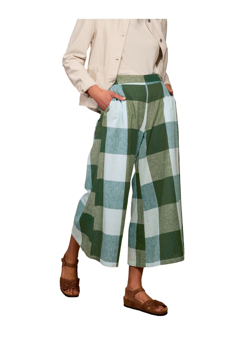 Wide Leg Ankle Grazer Culottes, Main, color, Green Multi Check