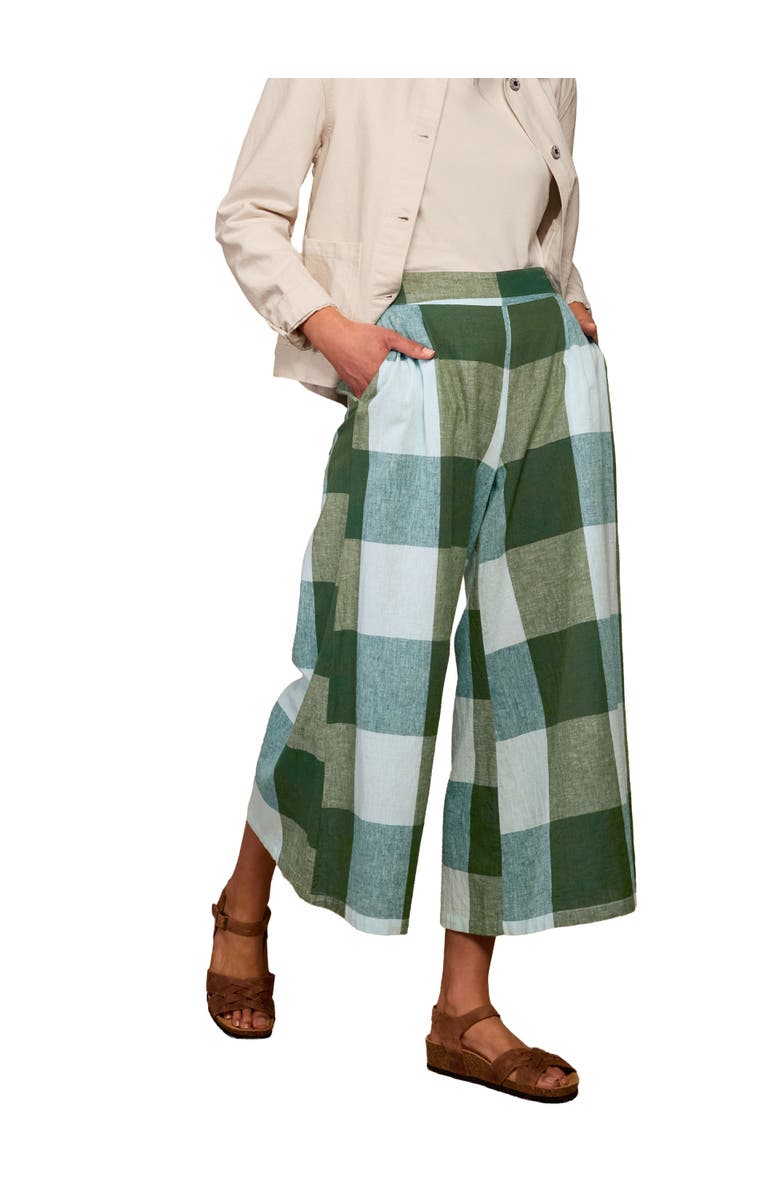 Celtic & Co. Wide Leg Ankle Grazer Culottes, Main, color, Green Multi Check