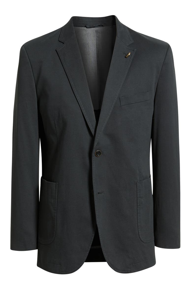 Black Microprint Stretch Cotton Sport Coat, Alternate, color, BLACK
