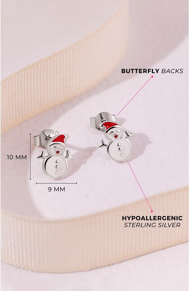 In Season Jewelry Christmas Snowman Earrings, Alternate, color, Red